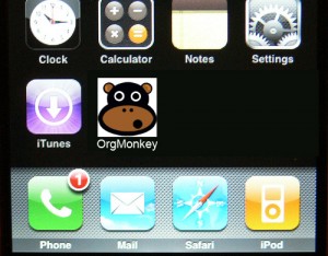 iphone springboard with orgmonkey icon