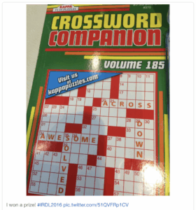 A photograph of a crossword puzzle book prize